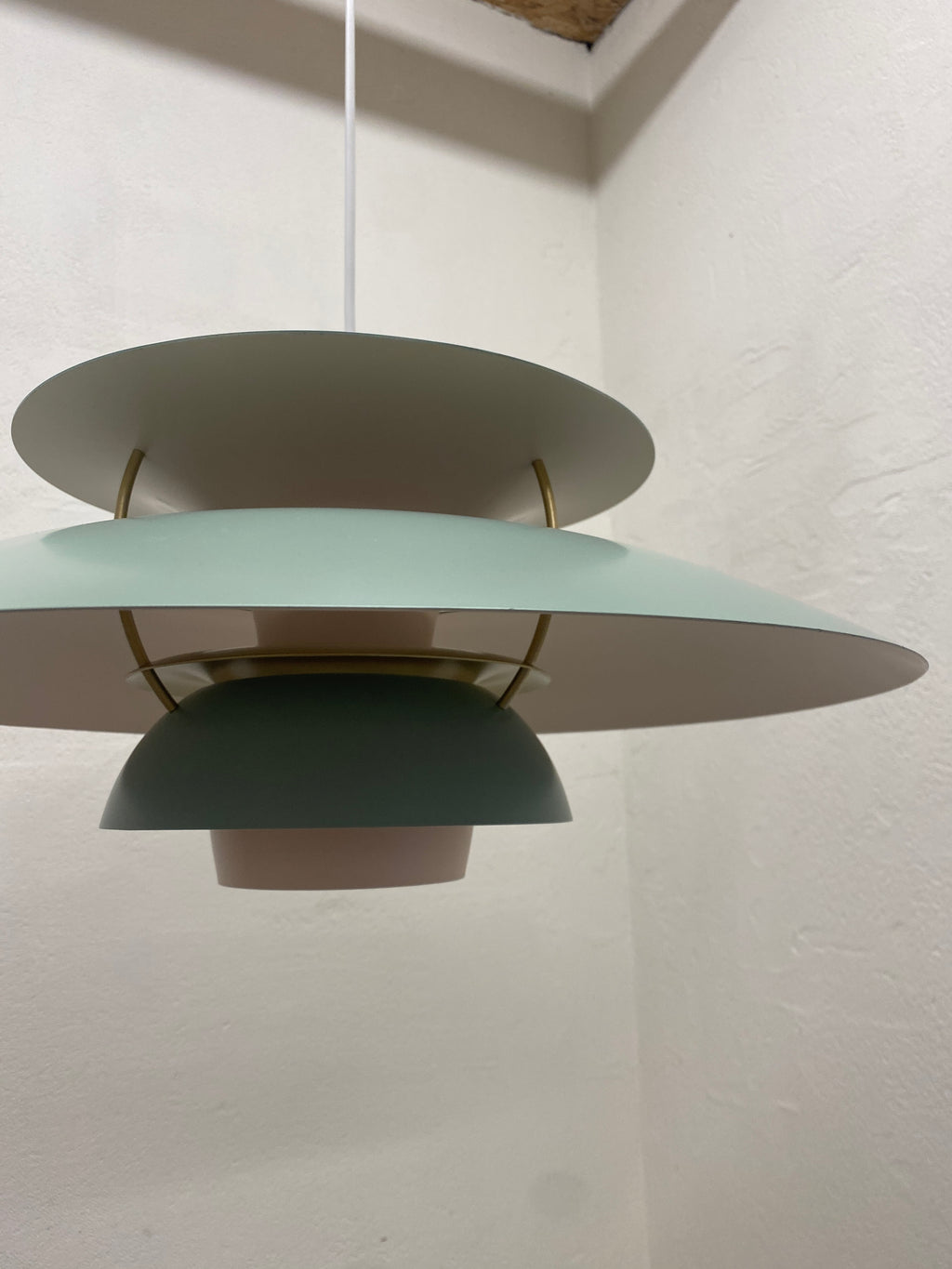 Skøn PH5 lampe i grøn og beige