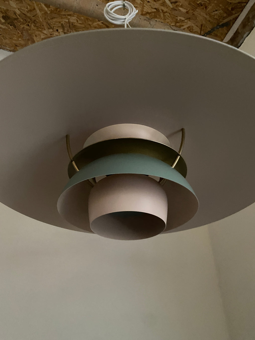 Skøn PH5 lampe i grøn og beige