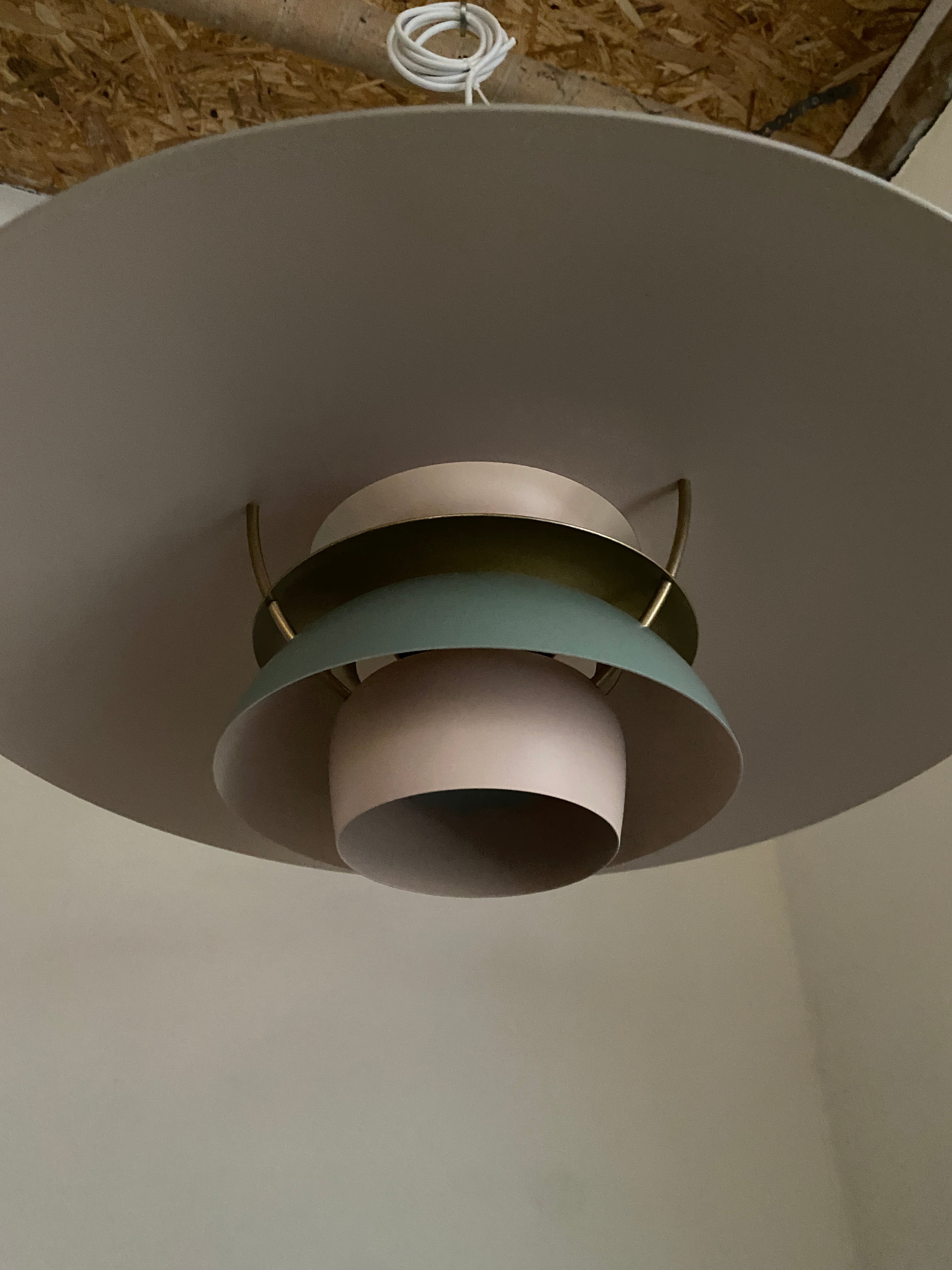 Skøn PH5 lampe i grøn og beige